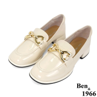 Ben&amp;1966高級牛漆皮時尚亮麗樂福鞋-米白(236052)