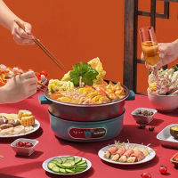 Food Dishes Hot Pot Bbq Electric Multifunction Cooker Big Thickened Chinese Hot Pot Kitchen Home Korea Fondue Chinoise Cookware