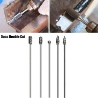 5pcs 100mm Long Double Cut for Solid Carbide Rotary Burrs Set Rotary Tools