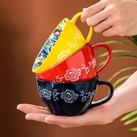 【Jhot】 Bohemian Morning Tea Mug, 13.5 oz Ceramic Coffee Mug for Family  Colleagues Teachers Wives  H