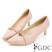 【GDC】溫柔小花水鑽尖頭新娘婚鞋中跟鞋-粉膚色(221014-52)