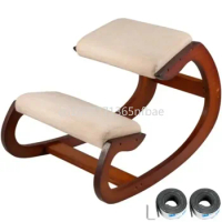 Improving posture, computer chair rocking wooden knees, ergonomic kneeling chair with thick padding, home office chair