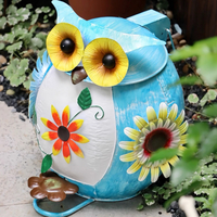 戶外垃圾桶客厛創意鉄藝貓頭鷹卡通裝飾擺件別墅花園室外垃圾桶