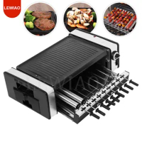 Multifunction Electric Skewer Griddle Hot Pot Barbecue Grill Elecitrc Bbq Kebab Rotary Grill Stove Rotisserie Teppanyaki Fry Pan