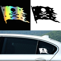 G137 20X12CM Jolly Roger Pirate Flag Fashion Vinyl Car Window Sticker Decal Black/WHITE/LASER