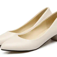 Square Low High Heel Shoes Women Pumps Woman Office Career Shoes Low High Heels Plus Size 33 - 40 41 42 43 44 45 46 47 48