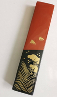 日本回流  大漆金蒔繪 青海波紋樣  老置物盒  線香盒 筷