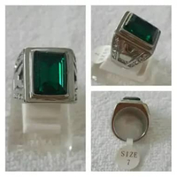 Cincin pria batu kristal green emerald obsi +zircon
