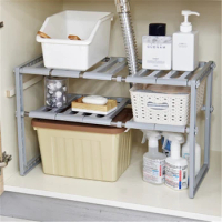 Retractable Under Sink Storage Rack Kitchen Shelf Cooker Pot Pan Holder Kitchen Cabinet Organizer Bathroom Multifunctional Stand