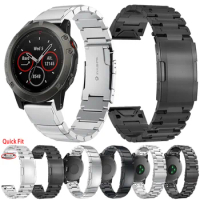 QuickFit Stainless Steel Strap For Garmin Fenix 7X 7 6X 6 Pro/GPS 5 5X Plus 3 Watch Band 22mm 26mm Bracelet Metal Belt Wristband