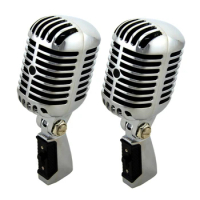 2X Professional Wired Vintage Classic Microphone Good Quality Dynamic Moving Coil Mike Deluxe Metal Vocal Mic Mike