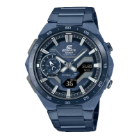 【CASIO 卡西歐】太陽能賽車計時雙顯錶 冷酷藍色 48.2mm(ECB-2200CB-2A)