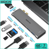 MOKiN 7 in 2 Docking Station for MacBook Air/Pro, iPad - Thunderbolt Laptop Hub with USB3.0, HDMI 4K60Hz, SD, TF Card Reader