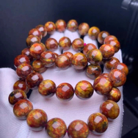 Natural Yellow Red Pietersite Gems Round Beads Bracelet 8mm 11mm Jewelry Healing Fire Pietersite Namibia Women Men AAAAAA