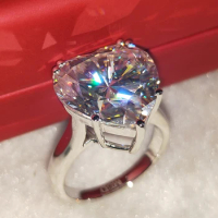 18K 750Au Gold Ring 10Carat DVVS Heart Moissanite Diamond Ring Round Wedding Party Engagement Anniversary Ring Trendy
