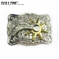 The Bullzine western spinner belt buckle with silver and gold finish FP-03663 suitable for 4cm width belt