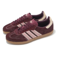 【adidas 愛迪達】德訓鞋 Samba OG W 女鞋 酒紅 粉紅 復古 休閒鞋 馬毛鞋面 愛迪達(JP5330)