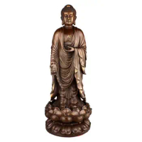 26" China Copper Buddha Blossom Statue Decoration