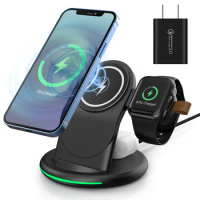 Wireless Charging Station, Wireless Charging Stand, 3 in 1 Charging Station for Apple iPhone 13 12 11 XR/iWatch7/6/SE/3,AirPods