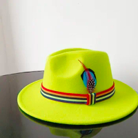 Colorful Feather Fedora Summer Women's Fedora Men's Fedora Panama Church Gentleman's Hat Autumn Winter Fedora Top Hat men cap