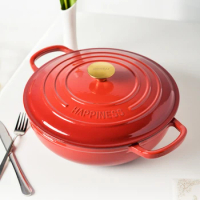 30cm Chinese Red Queen Enameled Cast Iron Tableware Fish Cake Pots Multi-function Stew Pot Household Stock Pot Non-stick Pots
