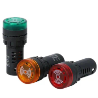 1pc colorful AD16-22SM 12V 24V 110V 220V 22mm Flash Signal Light Red LED Active Buzzer Beep Alarm Indicator Red Green Yellow