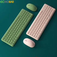 ECHOME Wireless Keyboard and Mouse Silent Office Typing Pink Keyboard Support Windows Ios Android for Mac Laptop Tablet Computer