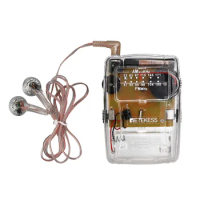 Mini Pocket Radios Machine Transparent Portable Radio AM / FM Pointer Tuning Support Headphones for Church Conference Guide
