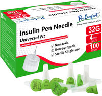 32G 4mm (5/32") Insulin Pen Needles 100 Count Diabetic Needles for Insulin Injections Universal Fit