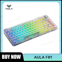 Aula F81 Mechanical Keyboard Bluetooth 2.4g Wireless 3-Mode Transparent Hot-Swapping Keyboards Gasket RGB Office Gaming Keyboard