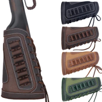 Vintage Leather Gun Buttstock Cheek Rest with Leather Ammo Holder Pouch .308, 30-06, 30-30, 357, 45-70 .22LR 12GA