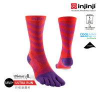 【Injinji】女 Ultra Run終極系列五趾中筒襪[華麗紅紫]WAA6877(避震緩衝 中筒襪 馬拉松 機能襪 女襪)