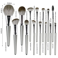 Bộ 14 cọ trang điểm đầy đủ gồm cọ phủ phấn dạng bột rời, cọ má hồng, cọ mắt, cọ chân mày và cọ tạo h