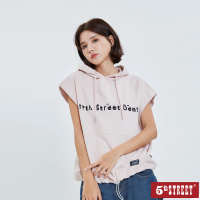 【5th STREET】女裝寬版下擺抽繩連帽T恤-粉紅(山形系列)