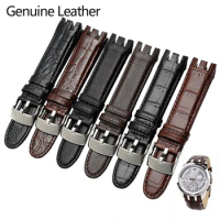 High Quality Curved End Genuine Leather Watch Strap For Swatch YRS403 412 402G Wristband 21mm Watchband Men's Watches Bracelet