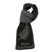 紐西蘭貂毛羊毛圍巾*超輕暖*紐西蘭蕨葉_ 炭灰色X黑色 保暖 造型
