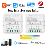 Tuya ZigBee WiFi Smart Dimmers Switch Module Supports 2 Way Control LED Lights Dimmable Switch Works with Alexa Google Home