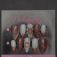 Celestial Mocha Luxe — 3D Press On Nails by Nailaholic.id