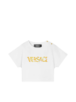 เสื้อยืดเด็กโตผู้หญิง Versace Logo สีขาว
