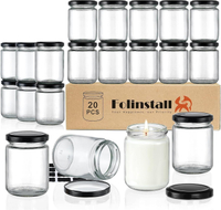 Folinstall 8 oz Small Glass Jars with Airtight Lids 20 Pcs Candle Jars for Candle Making Wedding Par
