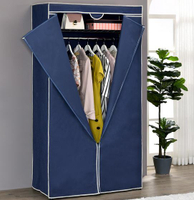 三層單桿衣櫥架(藍布套)90x45x180cm