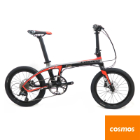COSMOS FD-Z1全碳纖維車架20吋9速碟煞折疊單車/碳纖小折-鈦黑紅(Carbon)