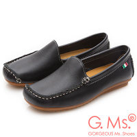 G.Ms. MIT系列-側縫線造型純手工牛皮休閒鞋-黑色