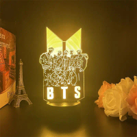 USB Night Light BTS Photo Sign Fan Support Merchandise Colorful Stand Atmosphere Light Merchandise l
