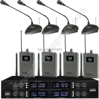 MICWL 4 Beltpack Lavalier 4 Desktop Wireless Radio Digital Conference Microphone System