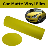 Yellow Matte Vinyl Wrap Film With Air Bubble Free Matt Yellow Car Wrap Sticker Self adhesive Vinyl Graphic size 1.52x30m/Roll