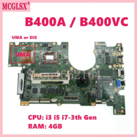 B400VC with i3 i5 i7-3th Gen CPU 4GB-RAM UMA/GT620M GPU Notebook Mainboard For ASUS Pro B400A B400V B400VC Laptop Motherboard