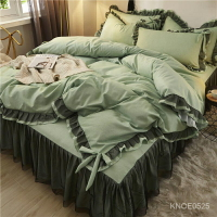 公主風花邊床罩韓式蕾絲床裙四件套床上用品1.8m床單人被套三件套