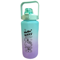 小禮堂 Hello Kitty 運動冷水吸管水壺 2000ml (綠紫漸層)