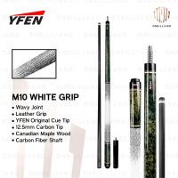 Dijual_YFEN M6 M8 M10 M11 Leather Carbon Cue Stik Stick Billiard Biliar Play - M10 White Grip